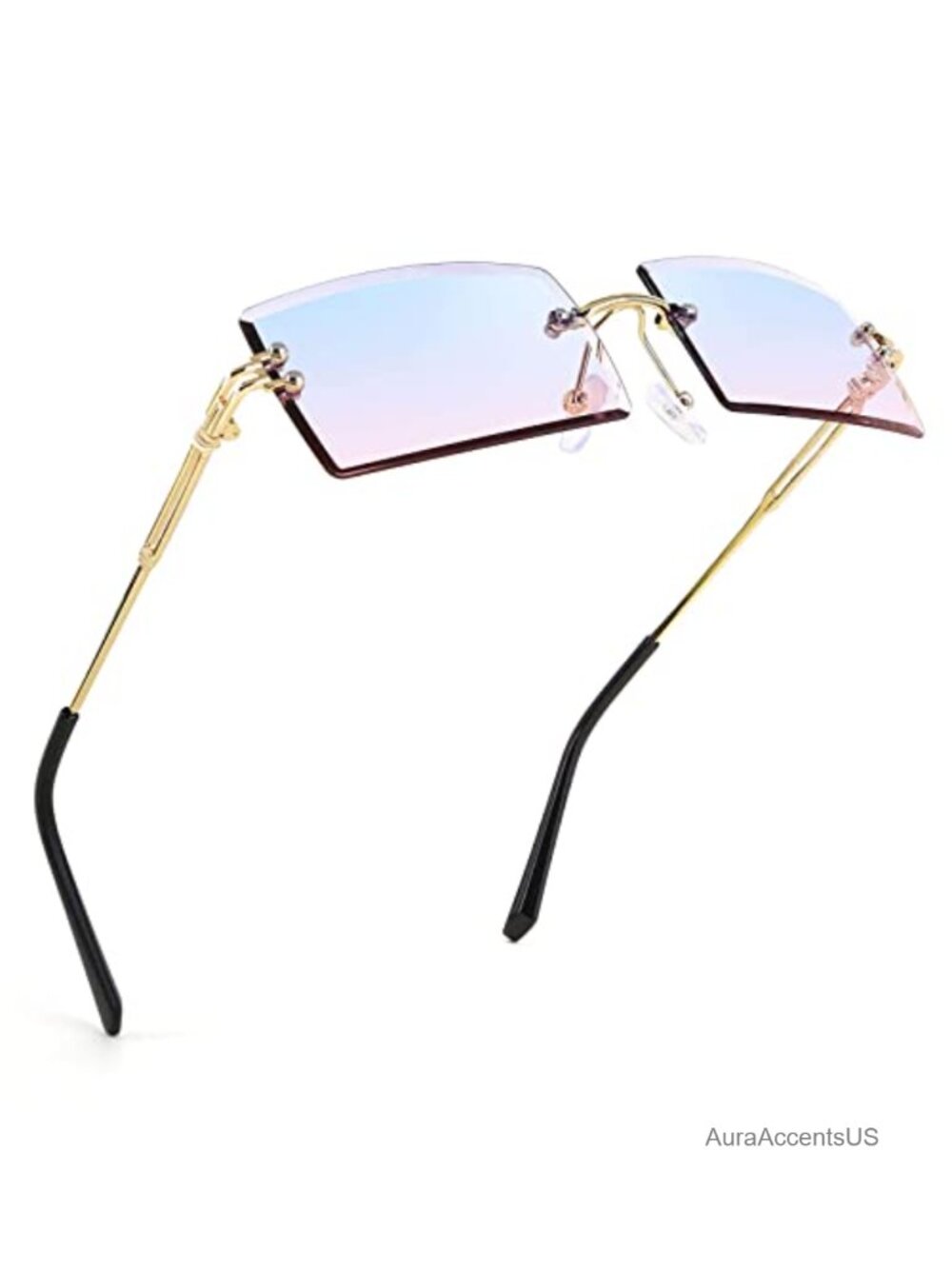 Rimless Rectangle Sunglasses Frameless Retro UV400 Gradient Lens